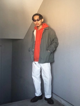 「NECESSARY or UNNECESSARY（ネセサリーオアアンネセサリー）のアイテム（ジャケット/アウター）」を使った、Takamyさん（メンズ・172cm）の秋コーディネート