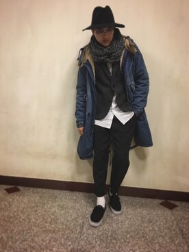 「URBAN RESEARCH（アーバンリサーチ）のアイテム（スーツジャケット）」を使った、張嘉駿さん（メンズ・170cm）の冬コーディネート