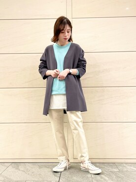 「URBAN RESEARCH Sonny Label（アーバンリサーチサニーレーベル）のアイテム（ノーカラーコート）」を使った、takagi naoさん（レディース・165cm）の春コーディネート