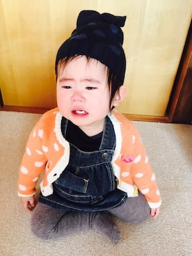 「1歳3ヶ月」｜「アイテム（サロペット/オーバーオール）」を使った、ムギちゃんさん（キッズ・80cm）の冬コーディネート