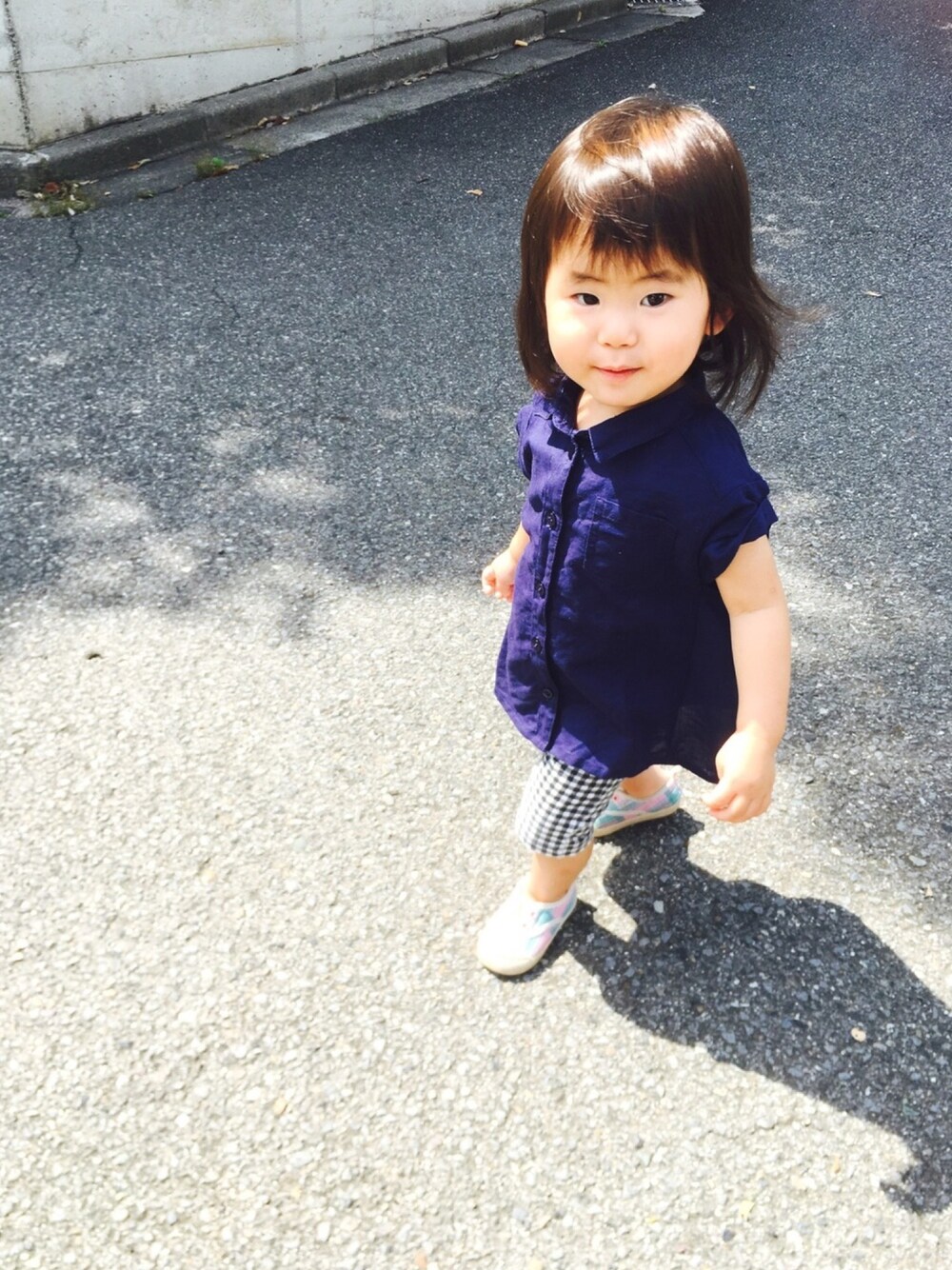 「女の子、1歳10ヶ月、プチプラコーデ、ランチ」｜「しまむらのアイテム（レギンス/スパッツ、ブラック系）」を使った、ムギちゃんさん（キッズ・80cm）の夏コーディネートの1枚目の写真