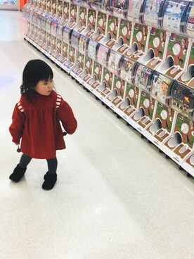 「2歳3ヶ月」｜「アイテム（ワンピース）」を使った、ムギちゃんさん（キッズ・80cm）の冬コーディネート