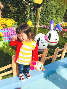 「大阪旅行」｜ムギちゃんさん（キッズ・80cm）の春コーディネート