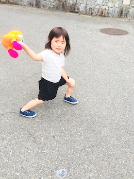 「グレーボーダー」｜ムギちゃんさん（キッズ・80cm）の夏コーディネート