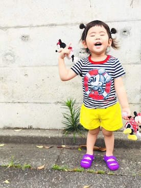 「ミッキー」｜ムギちゃんさん（キッズ・80cm）の夏コーディネート