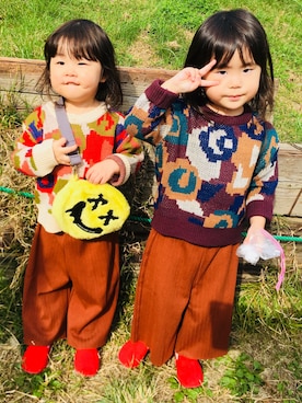 「お揃い」｜「アイテム（その他）」を使った、ムギちゃんさん（キッズ・80cm）の秋コーディネート