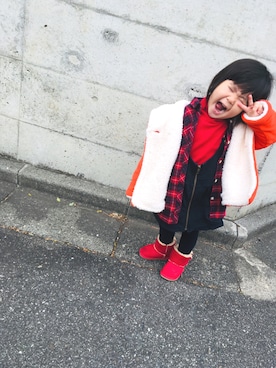 「初雪」｜ムギちゃんさん（キッズ・80cm）の冬コーディネート