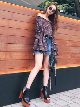 「アイテム（ブーティ）」を使った、envym_officialさん（レディース・160cm）の夏コーディネート