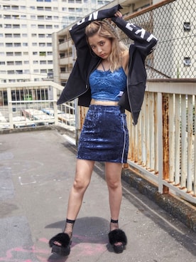 「アイテム（キャミソール、ブルー系）」を使った、envym_officialさん（レディース・160cm）の夏コーディネート