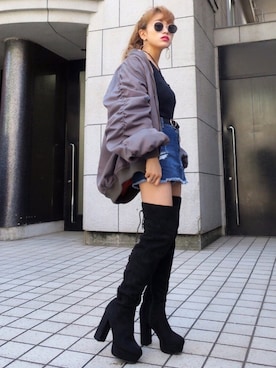 「ENVYM（アンビー）のアイテム（MA-1）」を使った、envym_officialさん（レディース・160cm）の秋コーディネート