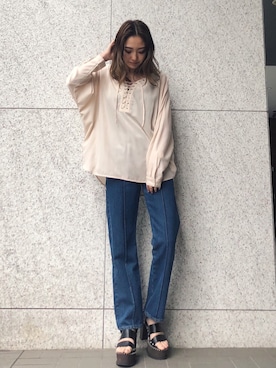 「ストレートデニム」｜envym_officialさん（レディース・160cm）の春コーディネート