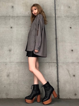 「レザースカート」｜envym_officialさん（レディース・160cm）の夏コーディネート