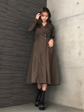 「ENVYM（アンビー）のスウィッチングステッチブーツ（ブーツ）」を使った、envym_officialさん（レディース・160cm）の秋コーディネート