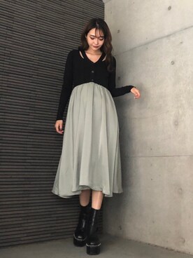 「envym_staff」｜「アイテム（ワンピース/ドレス）」を使った、envym_officialさん（レディース・160cm）の秋コーディネート