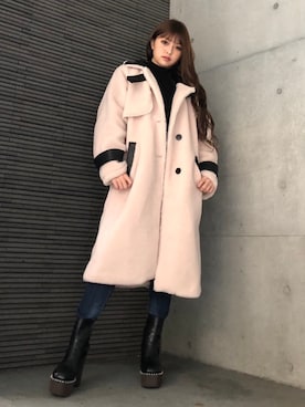 「ENVYM（アンビー）のスウィッチングステッチブーツ（ブーツ）」を使った、envym_officialさん（レディース・160cm）の冬コーディネート