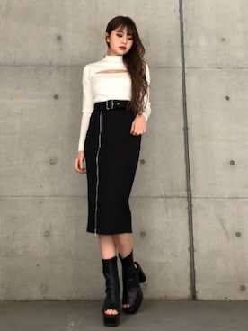 「膝下スカート」｜envym_officialさん（レディース・160cm）の冬コーディネート