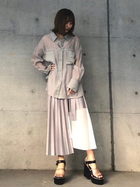 「ENVYM（アンビー）のステッチサンダル（サンダル）」を使った、envym_officialさん（レディース・160cm）の冬コーディネート