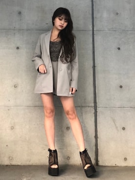 「ENVYM（アンビー）のアイテム（テーラードジャケット）」を使った、envym_officialさん（レディース・160cm）の春コーディネート