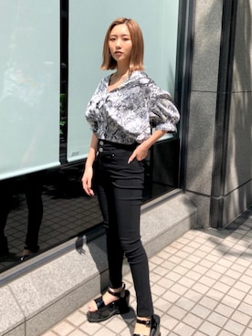 「パイソン柄」｜envym_officialさん（レディース・160cm）の春コーディネート