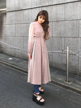 「透け感」｜「アイテム（その他アウター）」を使った、envym_officialさん（レディース・160cm）の春コーディネート