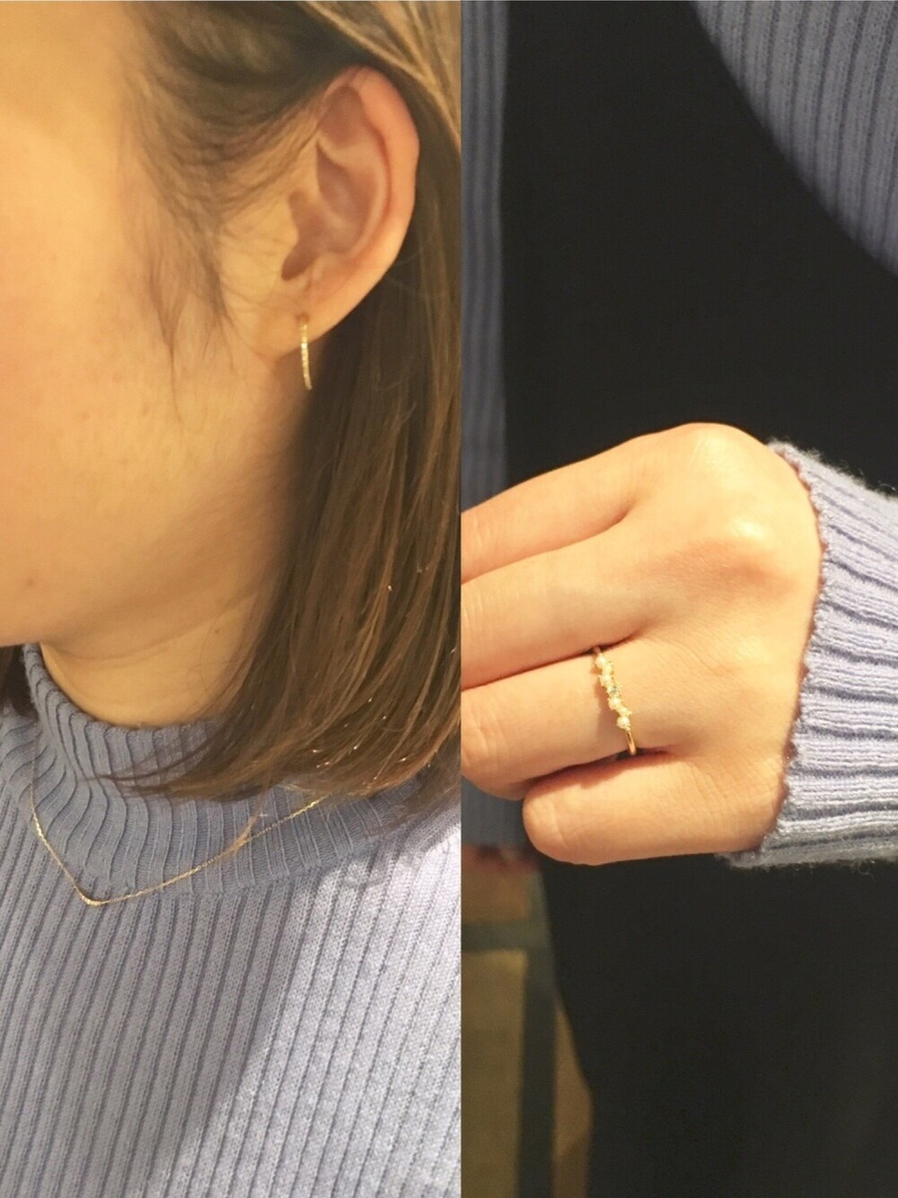 sowi マイクロセッティングラージピアスK18YGダイヤモンド