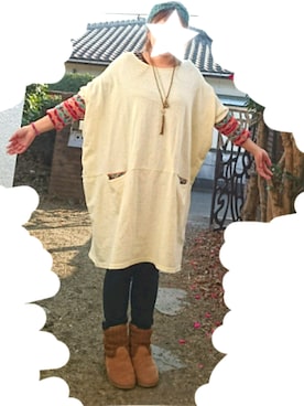 「チャイハネ（チャイハネ）のアイテム（チュニック）」を使った、てこはさん（レディース・160cm）の冬コーディネート