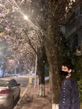 「Bossini（ボッシーニ）のアイテム」を使った、竹韵さん（メンズ・183cm）の春コーディネート