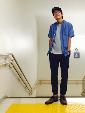 「VISION（ヴィジョン）のアイテム（シューズ）」を使った、k.e.gさん（メンズ・172cm）の夏コーディネート