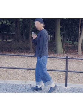 「AURALEE」｜「アイテム（ニットキャップ/ビーニー）」を使った、SHINNOSUKEさん（メンズ・170cm）の秋コーディネート