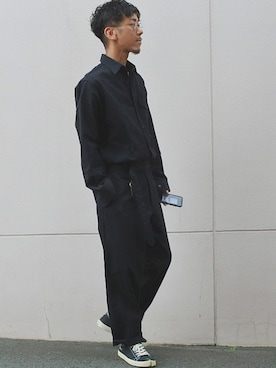 「COMOLI（コモリ）のアイテム（オールインワン・サロペット）」を使った、SHINNOSUKEさん（メンズ・171cm）の秋コーディネート