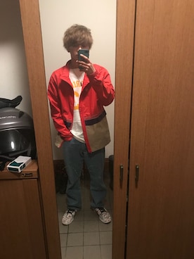 「STUSSY（ステューシー）のアイテム（ナイロンジャケット）」を使った、shuuutoooさん（メンズ・183cm）の春コーディネート