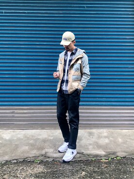 「ADLIB（アドリブ）のアイテム」を使った、Jie Linさん（メンズ・187cm）の春コーディネート