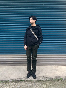 「ADLIB（アドリブ）のアイテム」を使った、Jie Linさん（メンズ・187cm）の春コーディネート