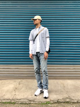 「AGILITY（アジリティー）のアイテム（トップス）」を使った、Jie Linさん（メンズ・187cm）の夏コーディネート