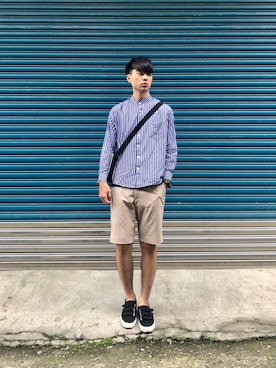 「AGILITY（アジリティー）のアイテム（トップス）」を使った、Jie Linさん（メンズ・187cm）の夏コーディネート