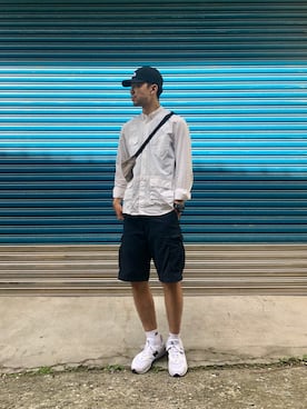 「ADLIB（アドリブ）のアイテム」を使った、Jie Linさん（メンズ・187cm）の夏コーディネート