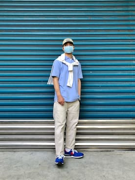 「AGILITY（アジリティー）のアイテム（パンツ）」を使った、Jie Linさん（メンズ・187cm）の春コーディネート