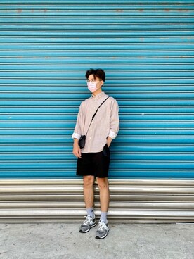 「thisisneverthat（ディスイズネバーザット）のアイテム（パンツ）」を使った、Jie Linさん（メンズ・187cm）の春コーディネート