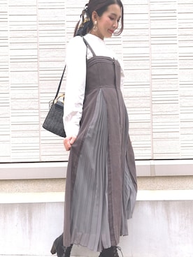 「cache cache（カシュ カシュ）のアイテム（かごバッグ）」を使った、pekoさん（レディース・158cm）の春コーディネート