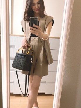 「cache cache（カシュ カシュ）のアイテム（かごバッグ）」を使った、pekoさん（レディース・158cm）の春コーディネート