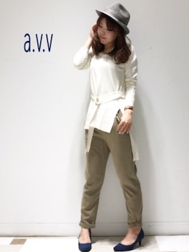 「a.v.v（アーヴェヴェ）のアイテム（帽子）」を使った、mio☻miloさん（レディース・156cm）の冬コーディネート