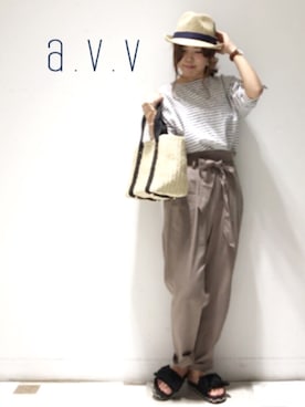 「a.v.v（アーヴェヴェ）のアイテム（帽子）」を使った、mio☻miloさん（レディース・156cm）の春コーディネート