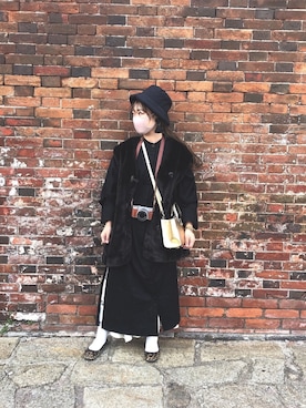 「ファー」｜「アイテム（シャツワンピース）」を使った、chi.naaaさん（レディース・153cm）の冬コーディネート