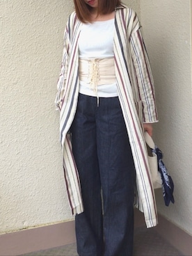 「TODAYFUL（トゥデイフル）のアイテム（デニムパンツ、ブルー系）」を使った、a☺︎iさん（レディース・166cm）の春コーディネート