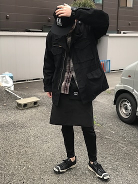 「アイテム（ミリタリージャケット）」を使った、じじゆゆさん（メンズ・175cm）の春コーディネート
