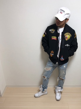 「DOPE（ドープ）のアイテム（帽子）」を使った、LittleSoldierさん（メンズ・163cm）の冬コーディネート