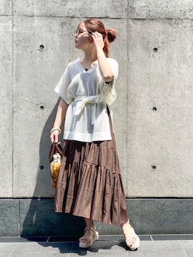 「Andemiu（アンデミュウ）のクリアトートバッグ940559（ショルダーバッグ）」を使った、andemiu_mayaさん（レディース・165cm）の春コーディネート