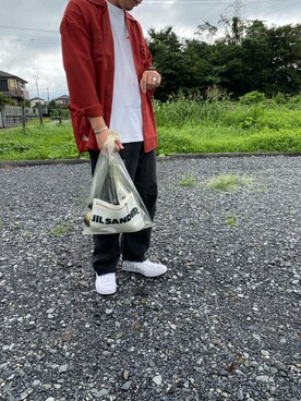 「MAISON EUREKA（メゾンエウレカ）のアイテム（シャツ/ブラウス）」を使った、shoさん（メンズ・170cm）の夏コーディネート