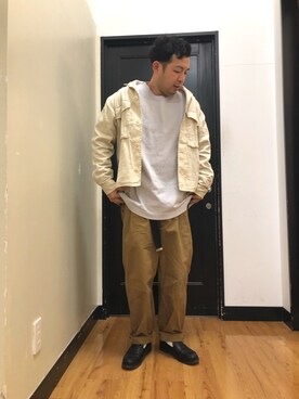 「Right-on（ライトオン）のアイテム（ミリタリージャケット）」を使った、もっしーさん（メンズ・170cm）の冬コーディネート