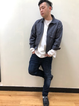 「Right-on（ライトオン）のアイテム（ミリタリージャケット）」を使った、もっしーさん（メンズ・170cm）の春コーディネート